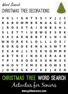Christmas Tree Decorations Word Search