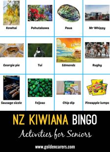 NZ Kiwiana Bingo