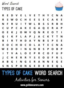 Types of Cakes Word Search