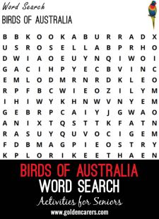 Birds of Australia Word search