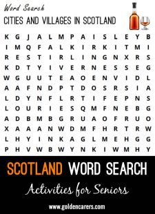 Scotland Word Search - Cities and Villages