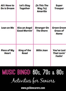 Music Bingo - 60's, 70's & 80's