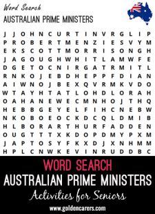 Australian Prime Ministers Word Search