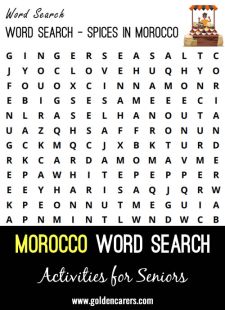 Word Search - Spices in Morocco