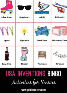 USA Inventions Bingo