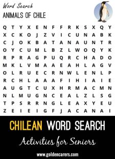 Animals of Chile Word Search