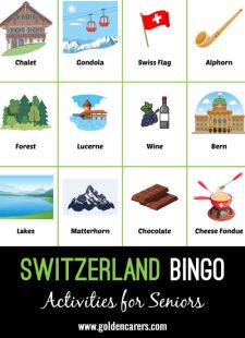 Switzerland Picture Bingo