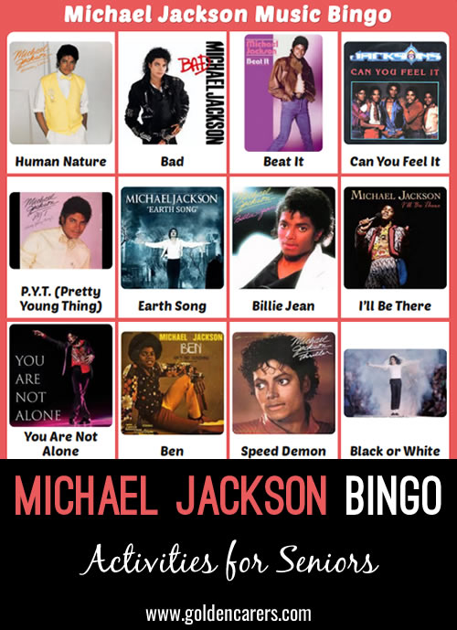 Michael Jackson Music Bingo
