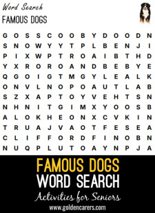 Famous Dogs Word Search