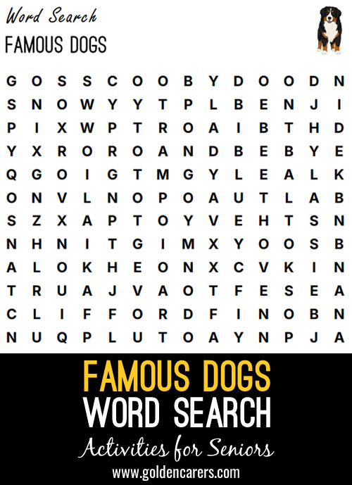Famous Dogs Word Search