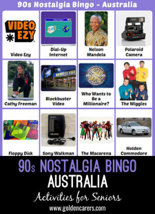 90s Nostalgia Bingo - Australia