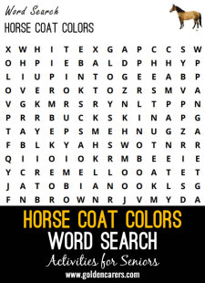 Horse Colours Word Search