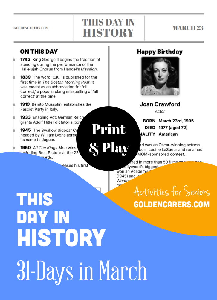 This Day in History for Seniors: March