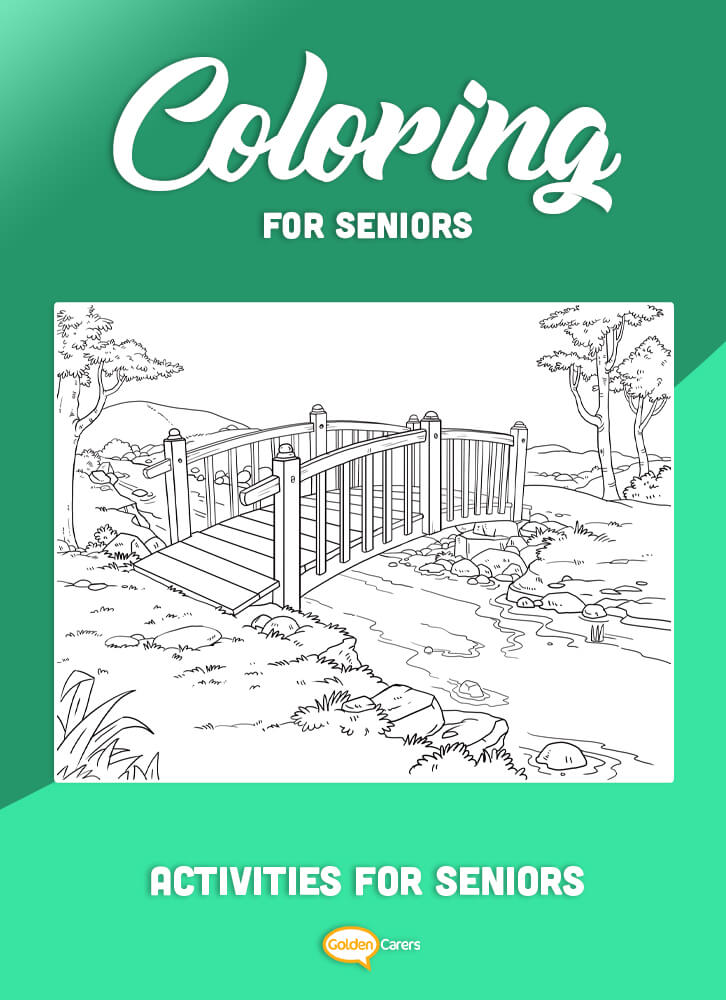 Coloring for Seniors - Bridge Across Stream