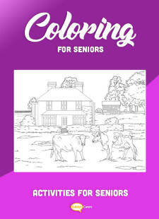 Coloring for Seniors - Cattle And Farm House