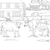 Coloring for Seniors - Cattle And Farm House