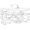 Children Playing On Beach Coloring