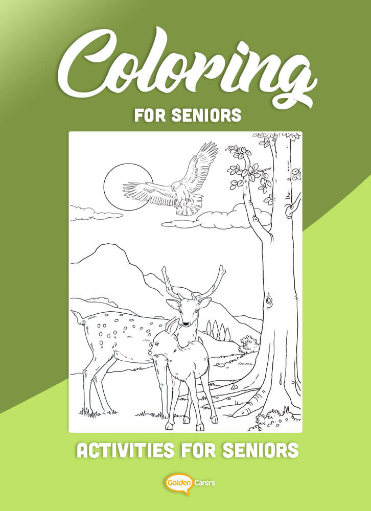 Coloring for Seniors - Deer And Hawk