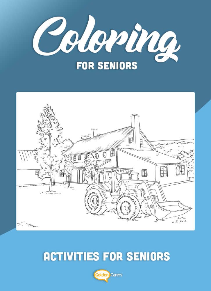 Coloring for Seniors - Farm And Tractor