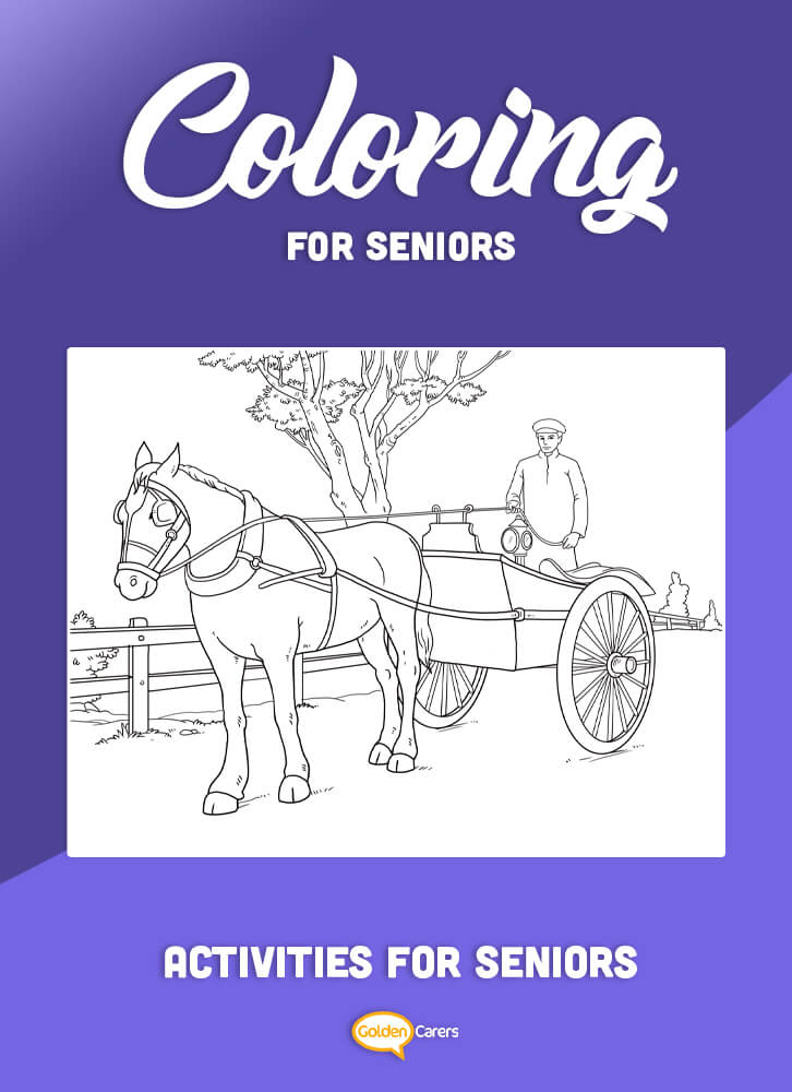 Coloring for Seniors - Horse And Cart
