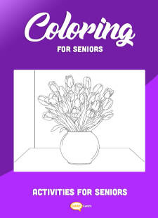 Coloring for Seniors - Tulips In Vase