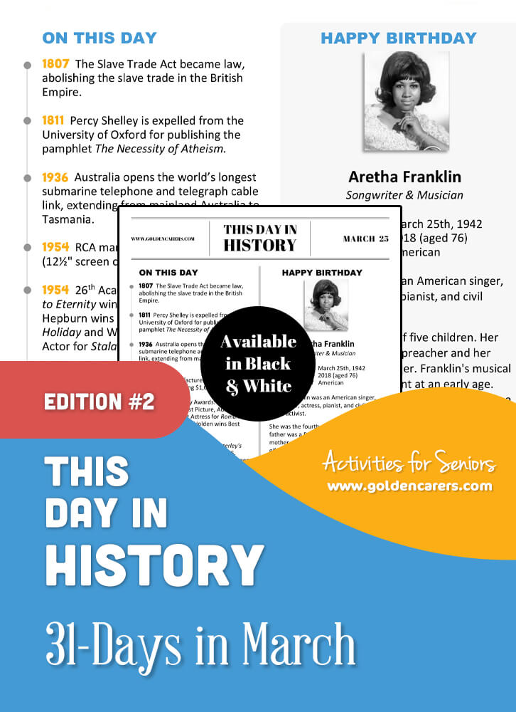 This Day in History for Seniors: March - 2nd Edition