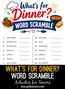 What's for Dinner? Word Scramble