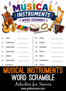 Musical Instruments Word Scramble