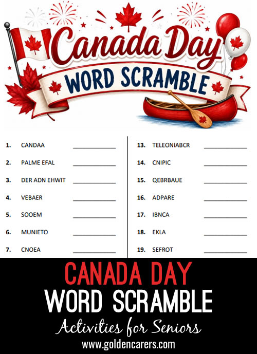 Canada Day Word Scramble