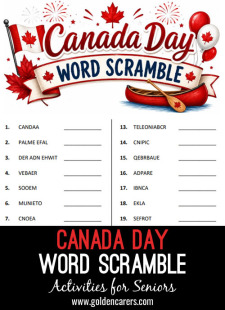 Canada Day Word Scramble