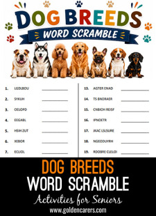 Dog Breeds Word Scramble