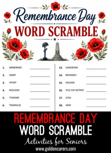 Remembrance Day Word Scramble