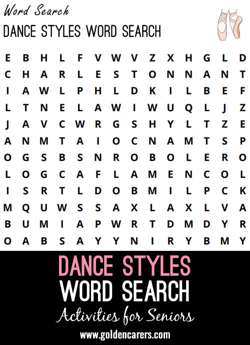 Dance Styles Word Search