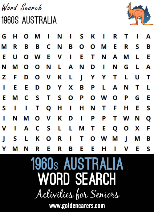 1960s Australia Word Search