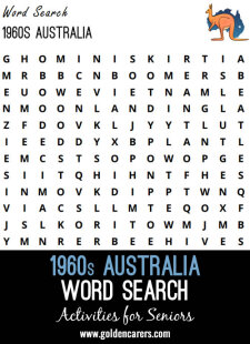 1960s Australia Word Search