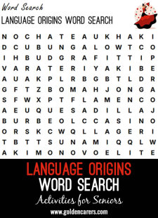 Language Origins Word Search