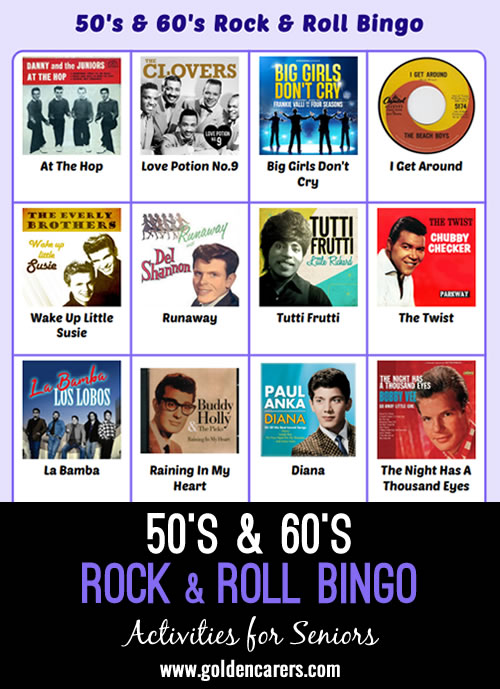 50's & 60's Rock & Roll Bingo