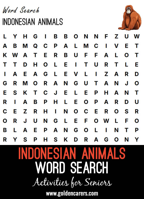 Indonesian Animals Word Search