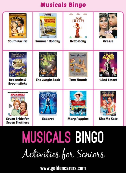 Musicals Bingo