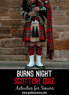 Activities Calendar | Robert Burns Day 25th of January
