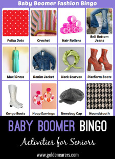 Baby Boomer Fashion Bingo