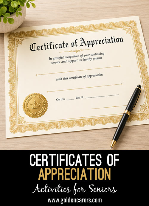 Certificates of Appreciation